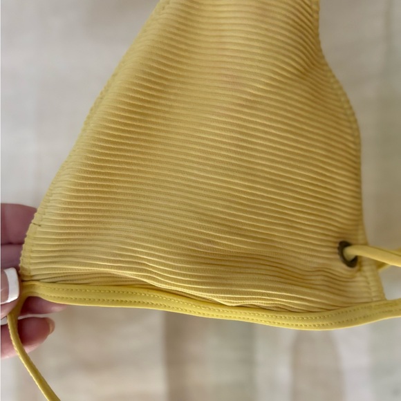 Women’s Yellow Ribbed Triangle Bikini Top - Picture 10 of 10